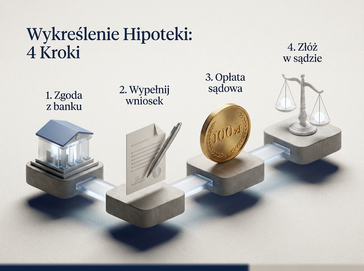 Infographie : Wniosek o wykreślenie hipoteki - instrukcja i koszty
